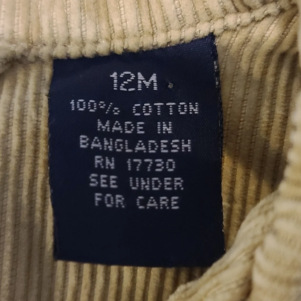 Cherokee Corduroy Jacket Golden Tan Zip Up Hook&Loop  Pockets/Cuffs Boys Sz 12mo